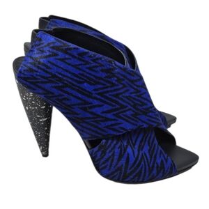 Proenza Schouler x Saks Zigzag Calf Hair Pony Criss Cross Heels EU 40